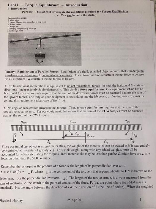 I need help with a physics lab. It's page 5 of the | Chegg.com