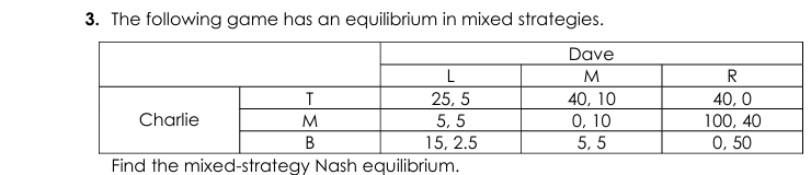 Solved The following game has an equilibrium in mixed | Chegg.com