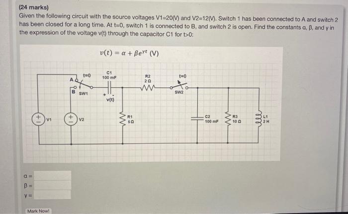 Solved Given the following circuit with the source voltages | Chegg.com