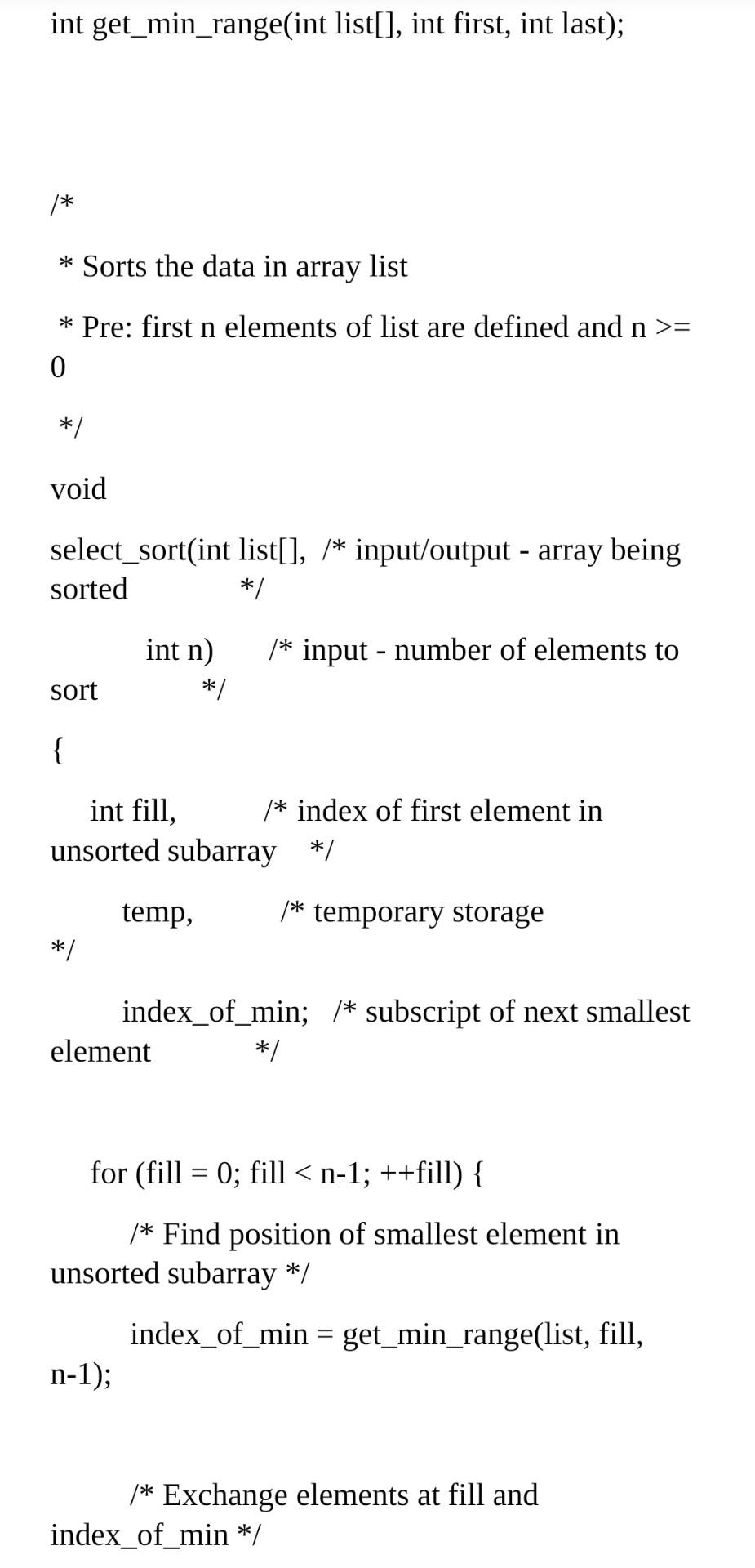 Solved Question) Selection sort algorithm is given below. 1. | Chegg.com