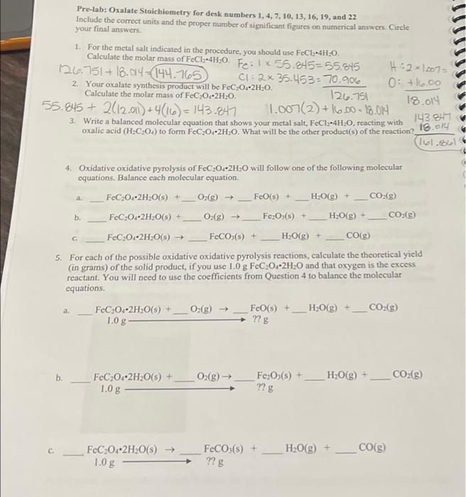 Solved C. 1. For the metal salt indicated in the procedure, | Chegg.com