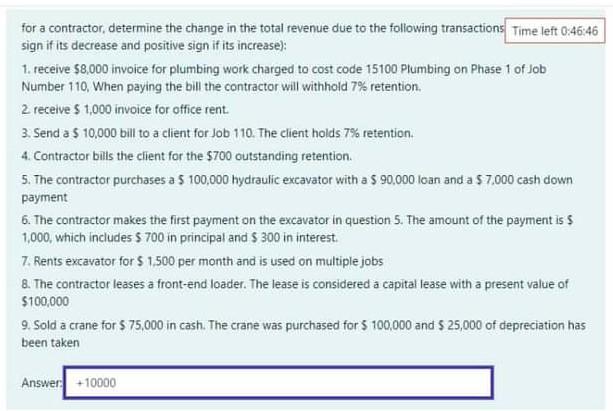 Solved for a contractor, determine the change in the total | Chegg.com