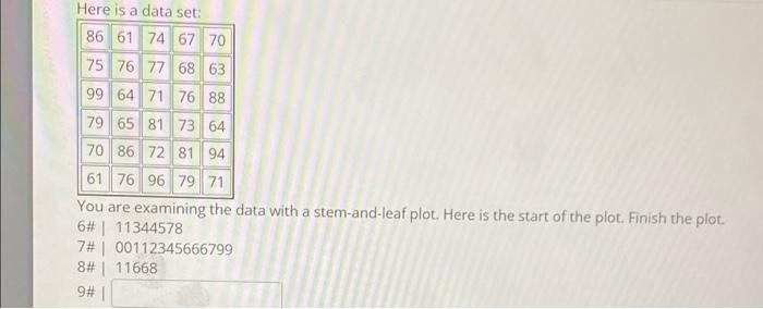 Solved you are examining a data with stem and leaf plot here | Chegg.com