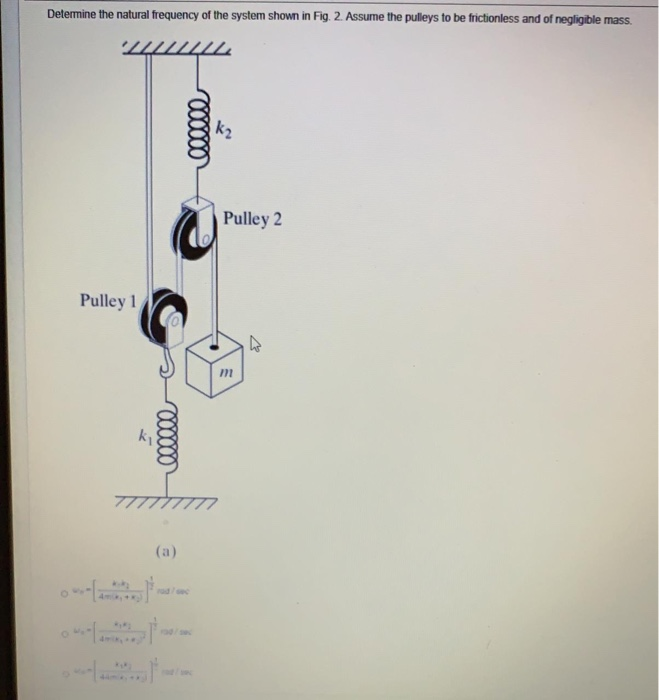 Solved QUESTION 3 points Determine the natural frequency of | Chegg.com