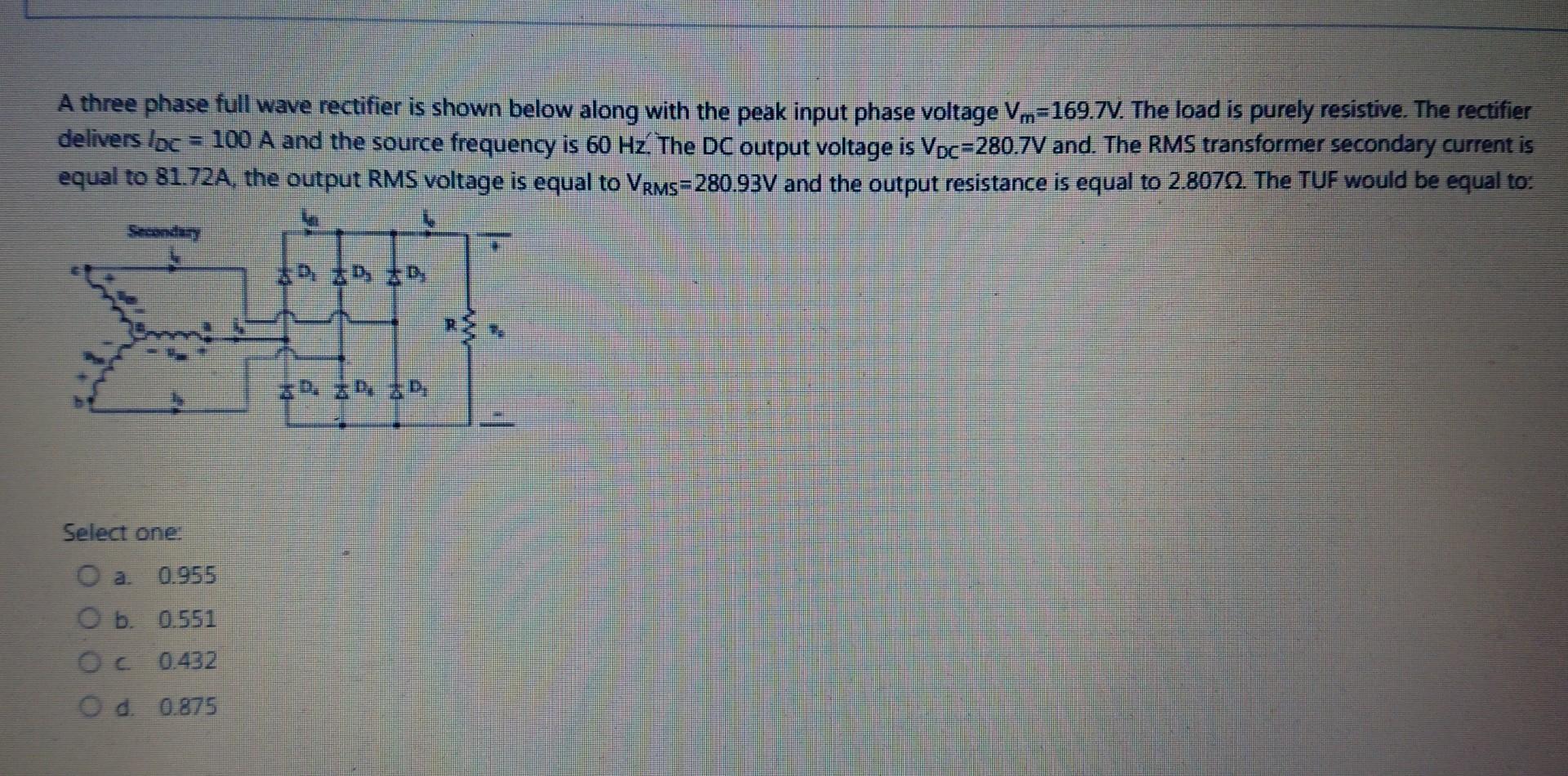 Solved A Three Phase Full Wave Rectifier Is Shown Below Chegg Com