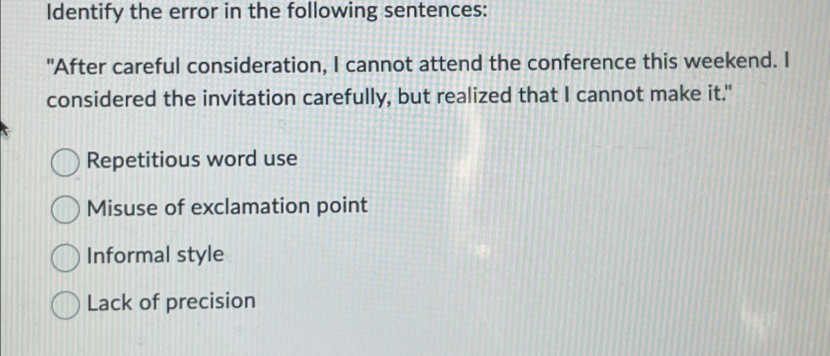 Solved Identify the error in the following sentences: