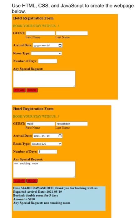 Solved Use HTML, CSS, and JavaScript to create the webpage | Chegg.com