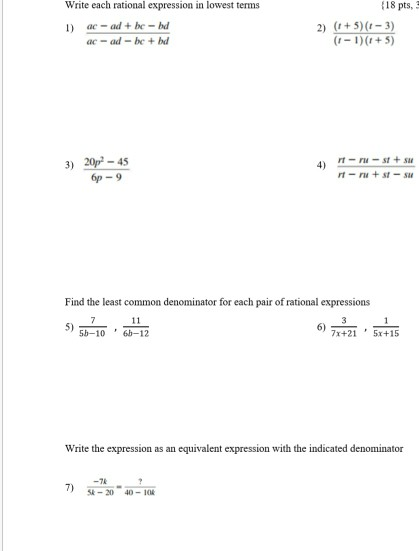 Solved Write each rational expression in lowest terms 1) | Chegg.com