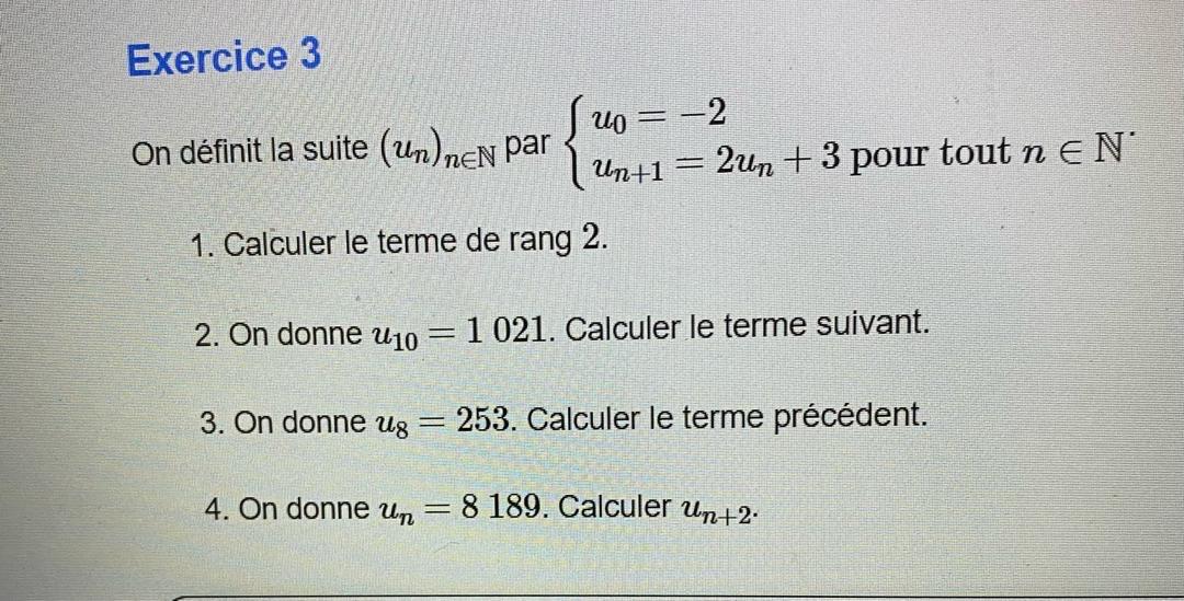 Solved Exercice 3On définit la suite (un)ninN ﻿par | Chegg.com