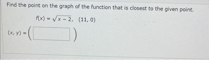 Solved Find the point on the graph of the function that is | Chegg.com