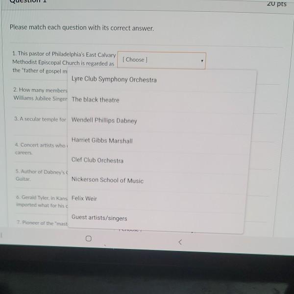 Solved Please match each question with its correct answer. | Chegg.com