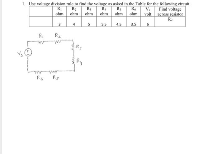 Solved 1. Use voltage division rule to find the voltage as | Chegg.com