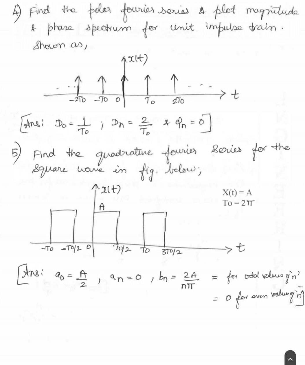 Solved A) Find the polor fouries series \& plot magnitude \& | Chegg.com