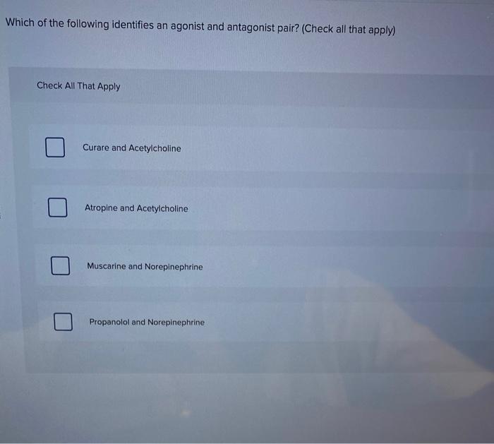 Solved Which of the following identifies an agonist and | Chegg.com
