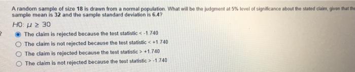 Solved A random sample of size 18 is drawn from a normal | Chegg.com