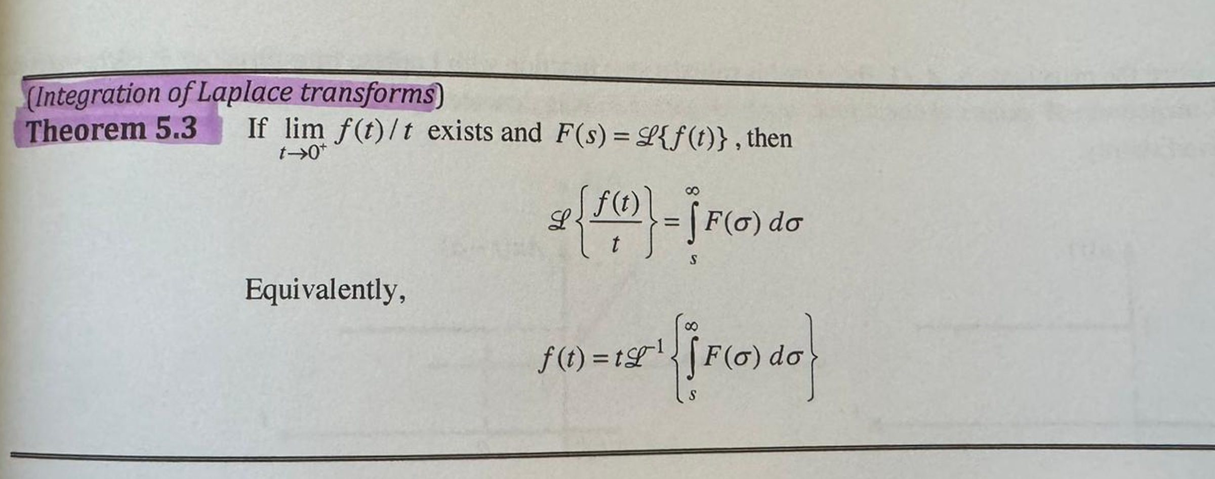 Solved Find the laplace transform using theorem 5.3, | Chegg.com