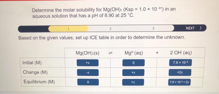 Solved: Determine The Molar Solubility For Mg(OH): (Ksp = | Chegg.com