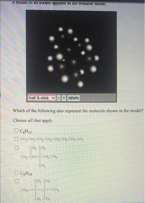 Solved A Model Or An Alkane Appears In The Window Below. | Chegg.com