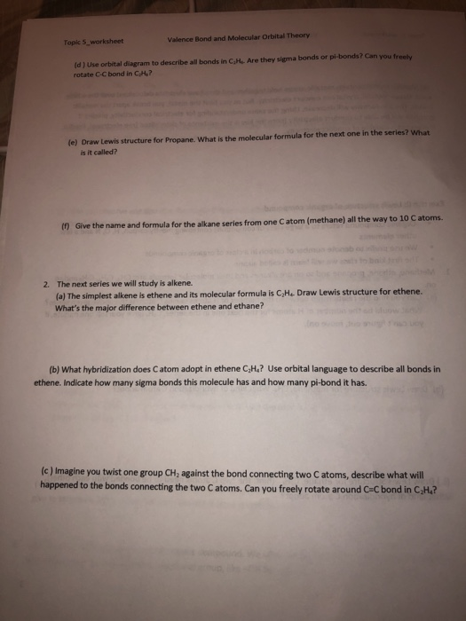 Solved: Topic 5_worksheet Valence Band And Molecular Orbit... | Chegg.com