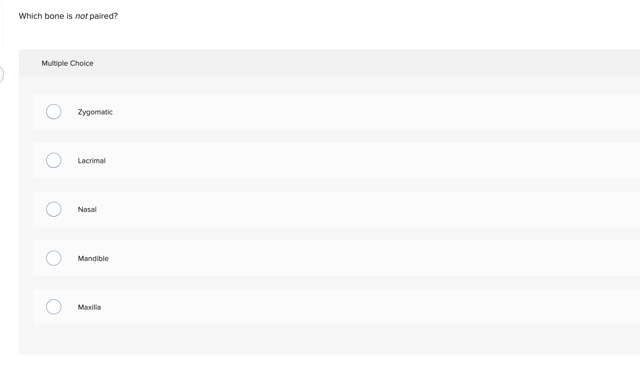 Solved Which bone is not paired?Multiple | Chegg.com