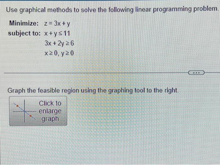 Solved Use graphical methods to solve the following linear | Chegg.com