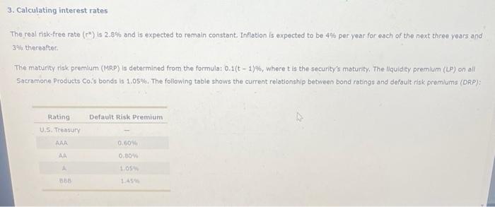 Solved 3. Calculating interest rates The real risk-free rate | Chegg.com