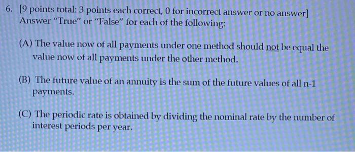 Solved 6. [9 points total: 3 points each correct, 0 for | Chegg.com