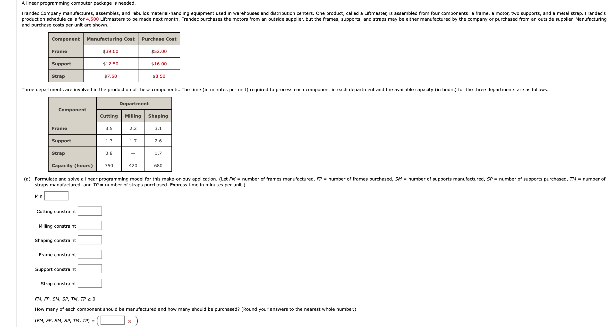 Solved A linear programming computer package is ﻿needed.and | Chegg.com