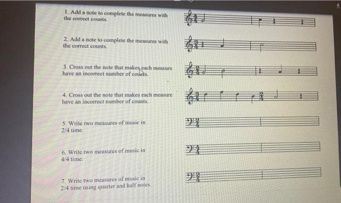 1. Add a note to complete the measures with the | Chegg.com