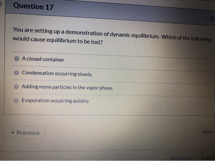 Solved Question 17 You Are Setting Up A Demonstration Of Chegg