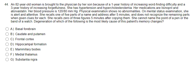 Solved An 82 -year-old woman is brought to the physician by | Chegg.com