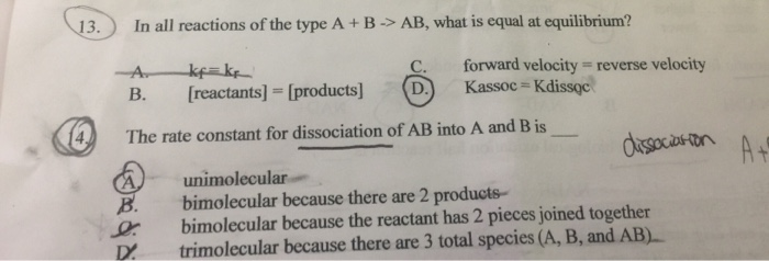 Solved 113.) In All Reactions Of The Type A+B -> AB, What Is | Chegg.com