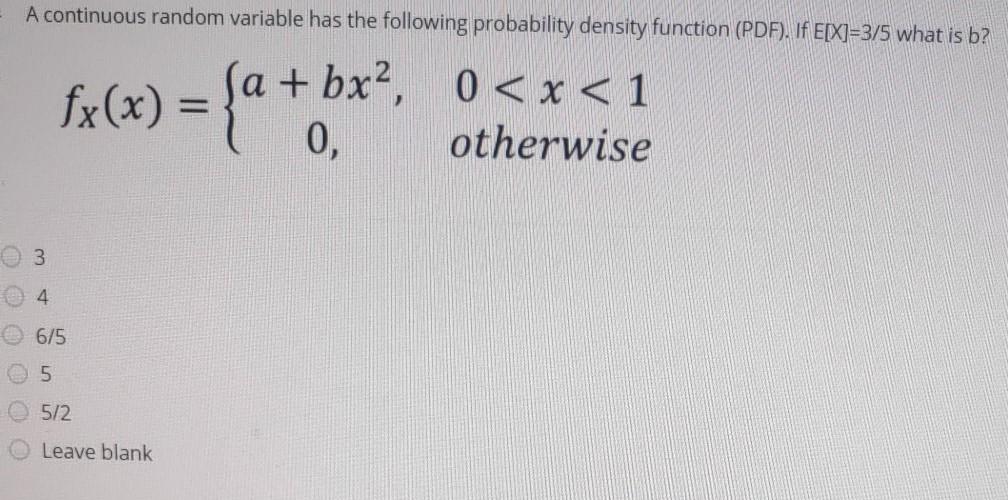 Solved - A continuous random variable has the following | Chegg.com