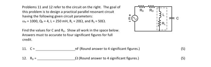 Solved Rs Ro c Problems 11 and 12 refer to the circuit on | Chegg.com