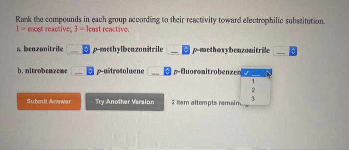 Solved Rank the compounds in each group according to their | Chegg.com