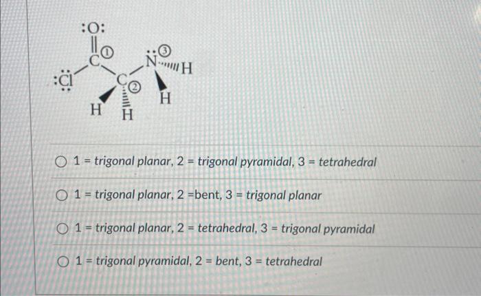 Solved determine the molecular geomeetry about each of the | Chegg.com
