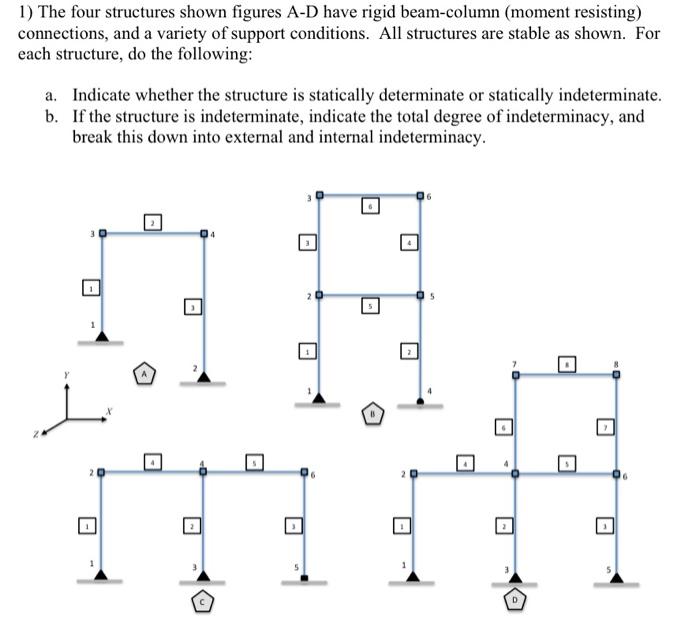 Solved 1) The four structures shown figures A-D have rigid | Chegg.com