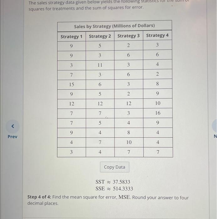 solved-the-sales-strategy-data-given-below-yields-the-chegg