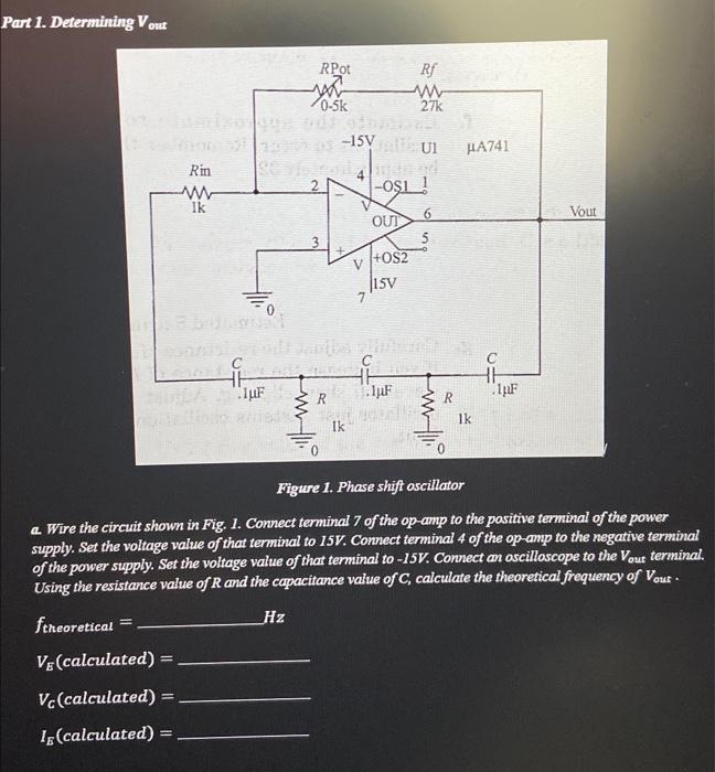 Solved Figure 1. Phase shift oscillator a. Wire the circuit | Chegg.com