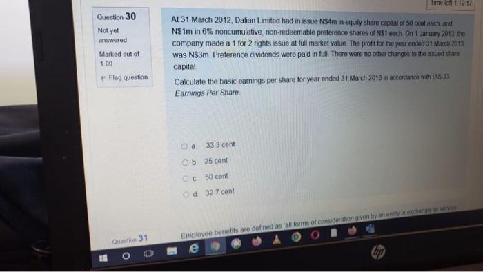 Solved Question 30 Not yet answered Marked out of 1.00 P | Chegg.com