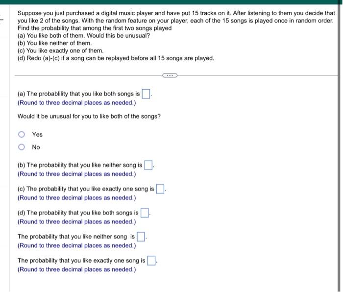 Solved Suppose you just purchased a digital music player and