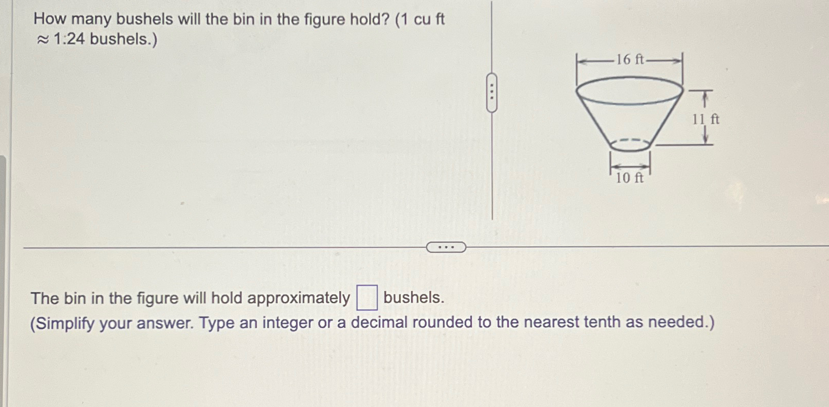 Solved How many bushels will the bin in the figure hold?