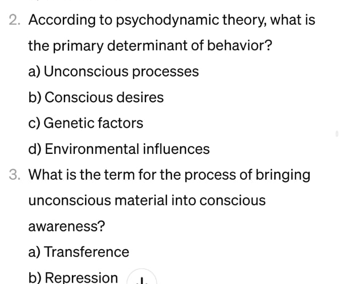 Solved According to psychodynamic theory, what is the | Chegg.com