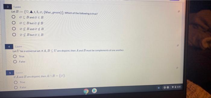 Solved 3 point Let B : {0,3,4,5,6, [blue, green}} Which of | Chegg.com