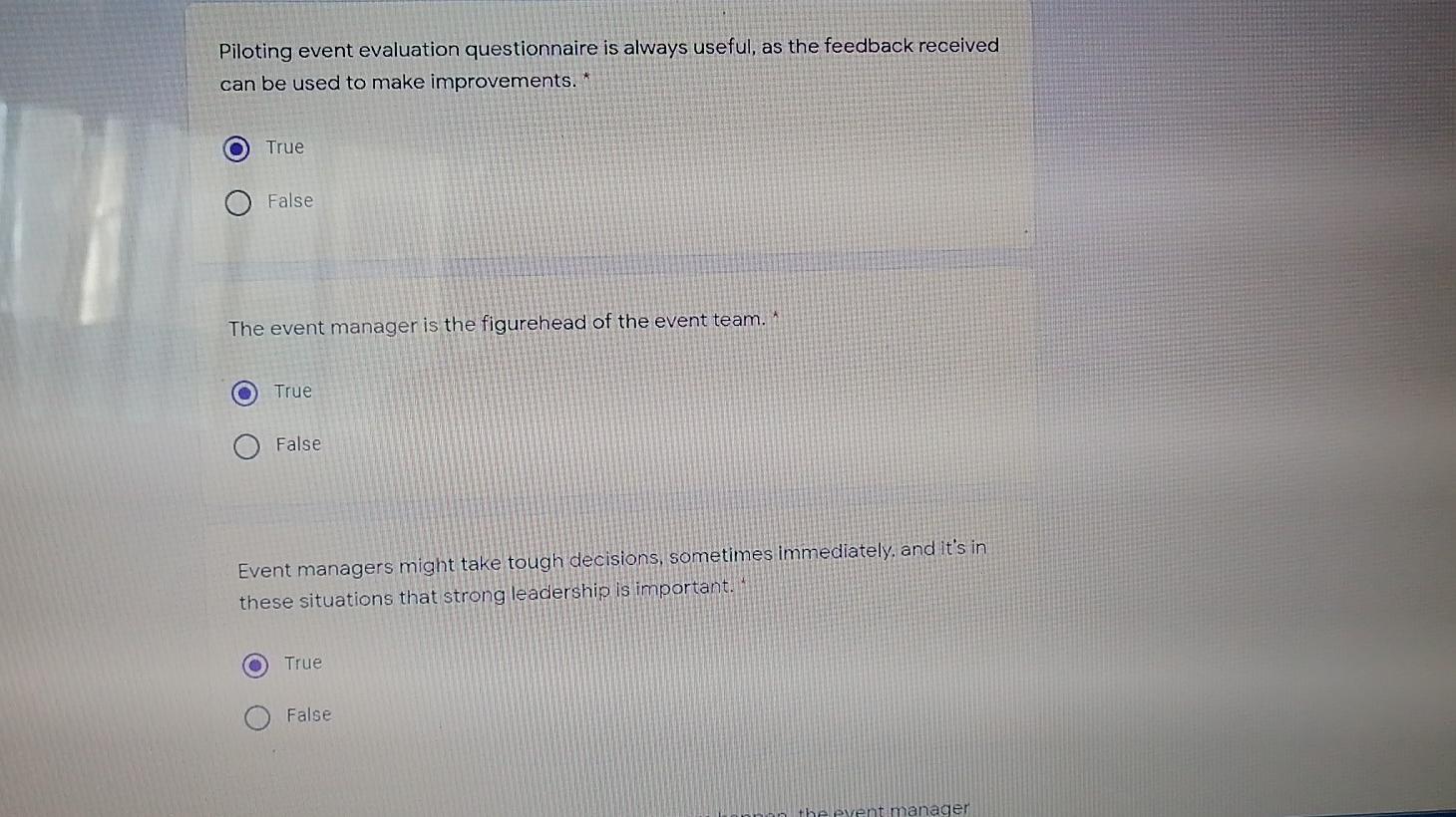Solved Piloting event evaluation questionnaire is always