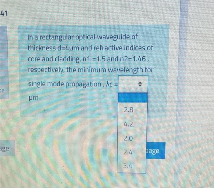Solved 141 In a rectangular optical waveguide of thickness | Chegg.com