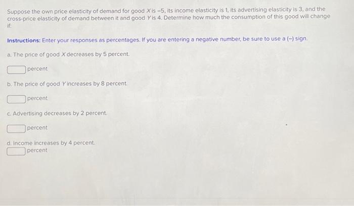Solved Suppose the own price elasticity of demand for good X | Chegg.com