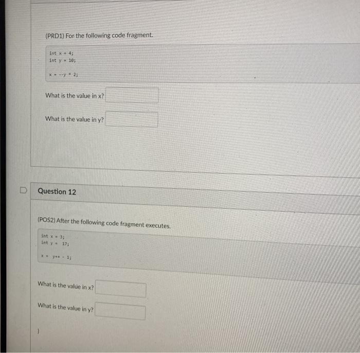 Solved (PRD1) For the following code fragment. Int x = 45 | Chegg.com