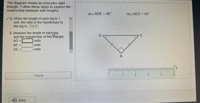 Solved The diagram shows an isosceles right triangle. Follow | Chegg.com