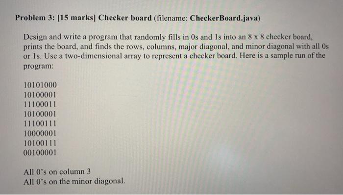 Solved Problem 3: [15 marks] Checker board (filename: | Chegg.com